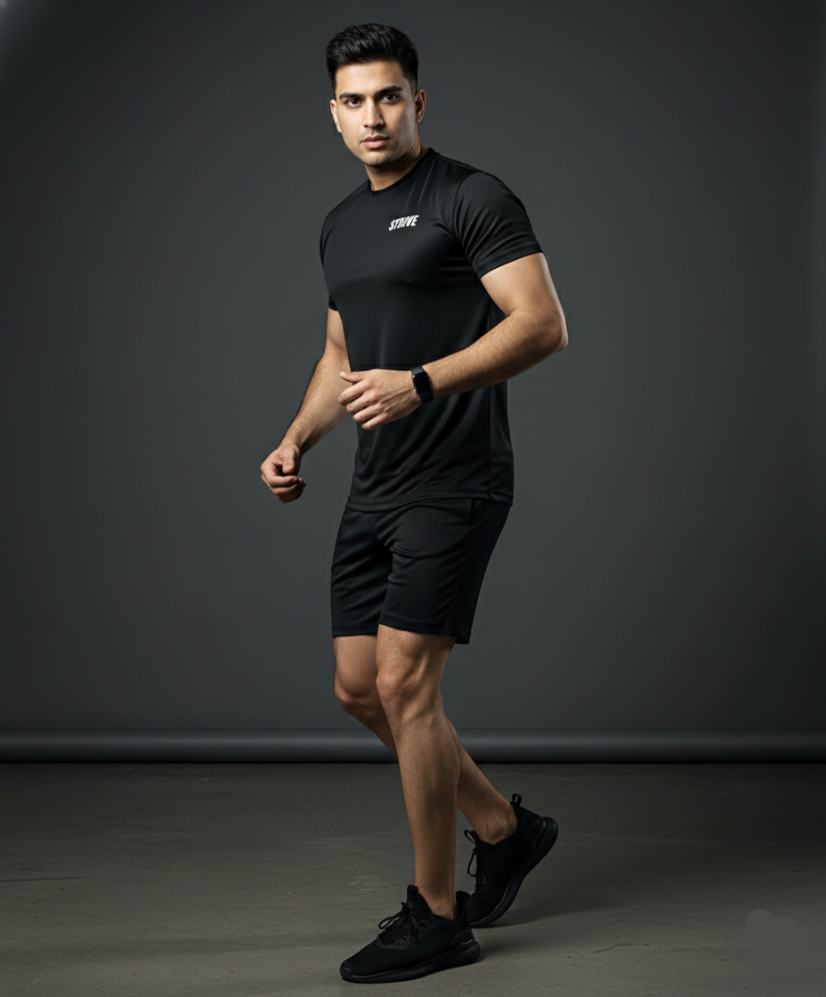 Plain Black Dri-Fit Performance Tee by STRIVE