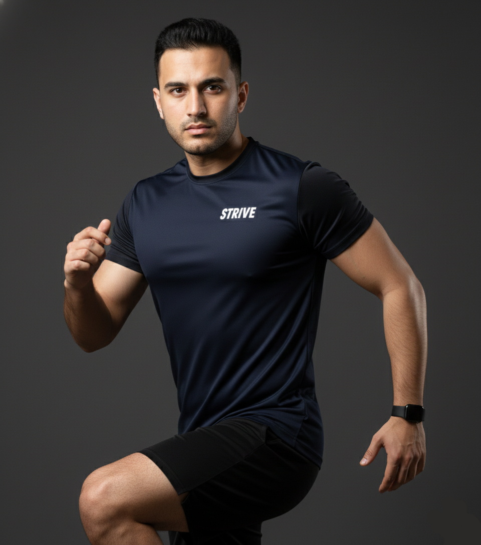 Plain Blue Dri-Fit Performance Tee by STRIVE