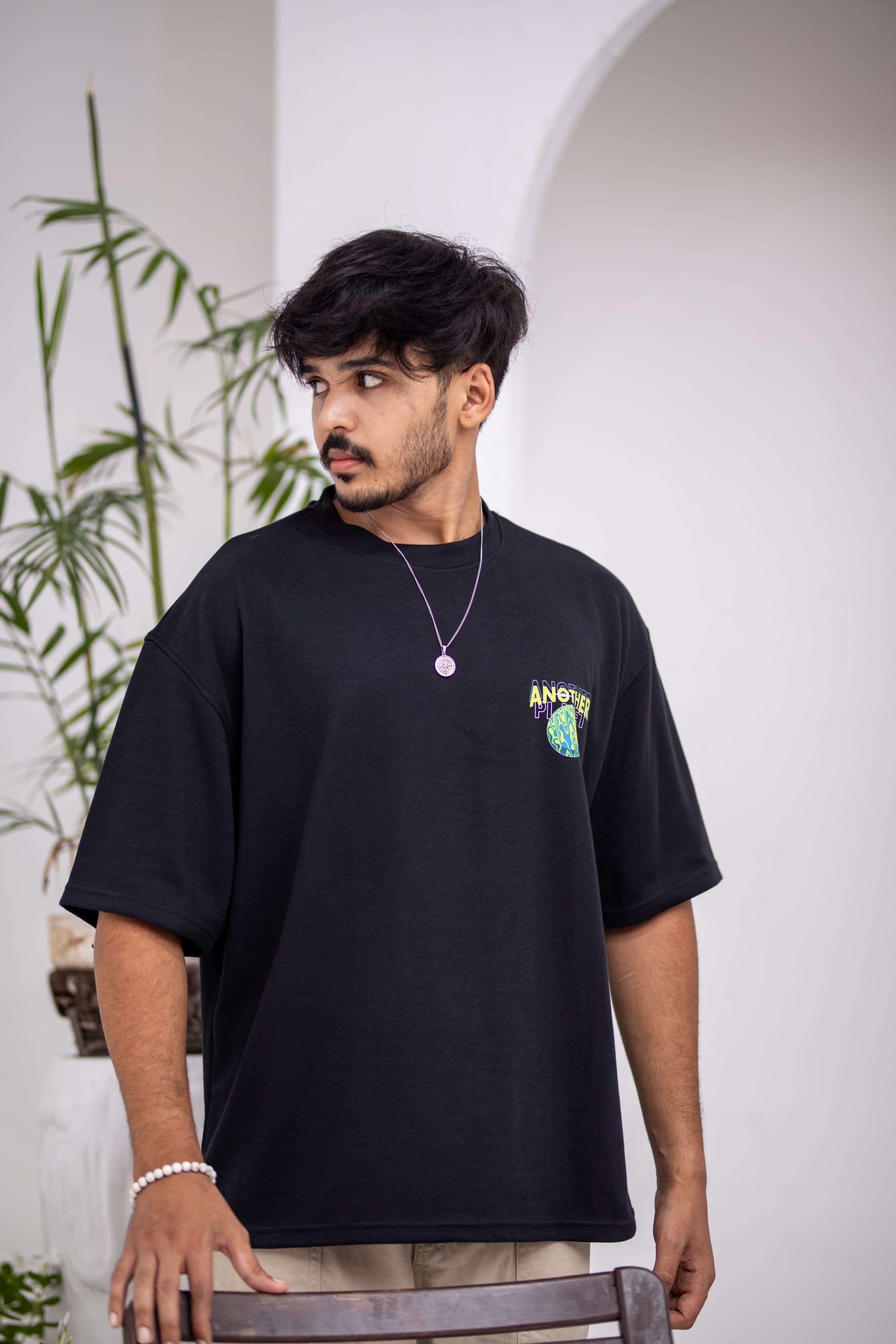 PLANET Black Oversized Tee