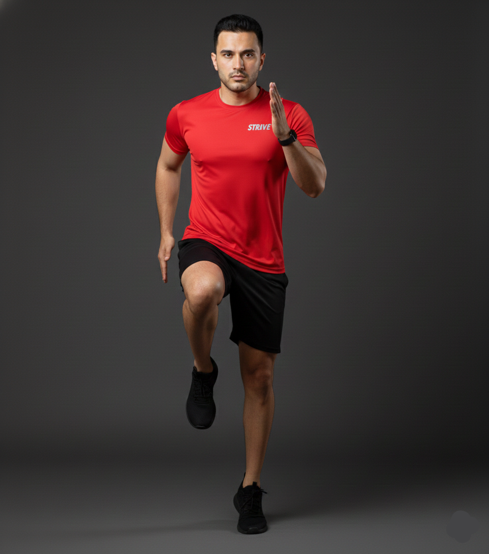 Plain Red Dri-Fit Performance Tee by STRIVE